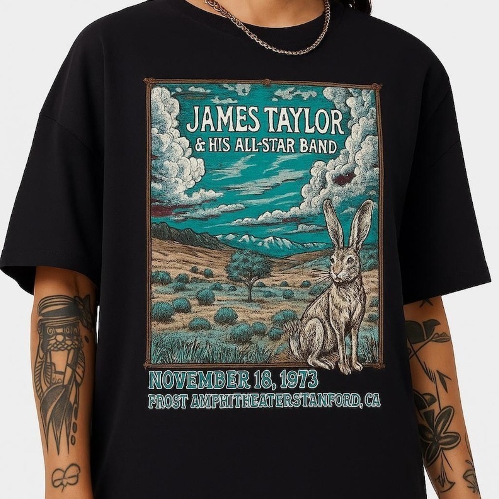 James Taylor 1973 Tour T Shirt Frost Amphitheater Concert Tee